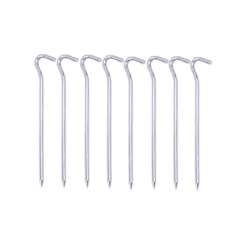 

8PC Mark Stakes Durable Pegs with Hook for Tent Fixed Garden Ground (Sliver)