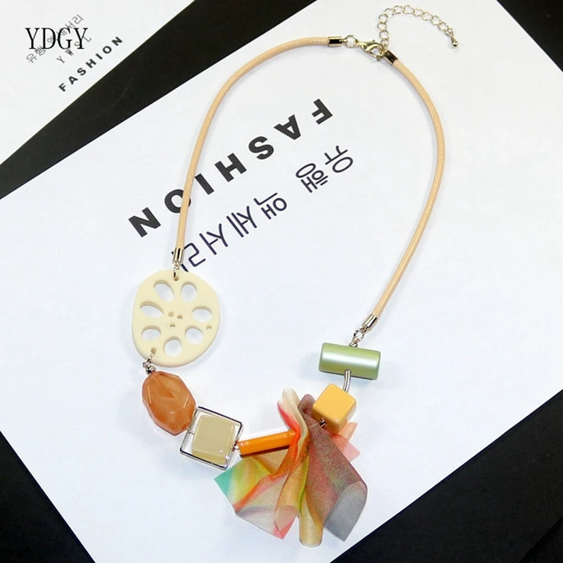 

YDGY Summer New Fashion Individual Lotus Block Temperament Mixed Colored Chiffon Accessory Necklace Wholesale