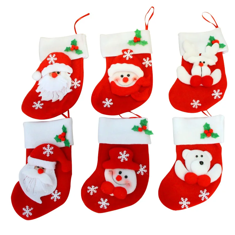 

1 Piece 9*16 CM Christams Gift Sock New Year Candy Sock Put On Christmas Tree Children Xmas Gift Funny Socks Practical Happy