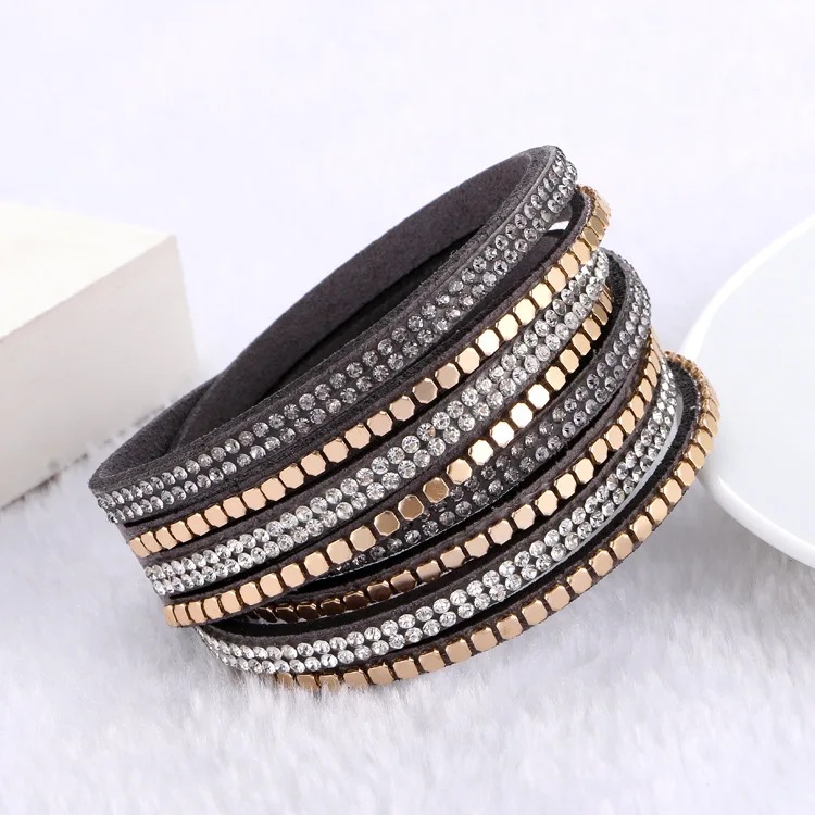 Многослойный кожаный браслет с заклепками для мужчин и женщин|bracelets for|wrap leather