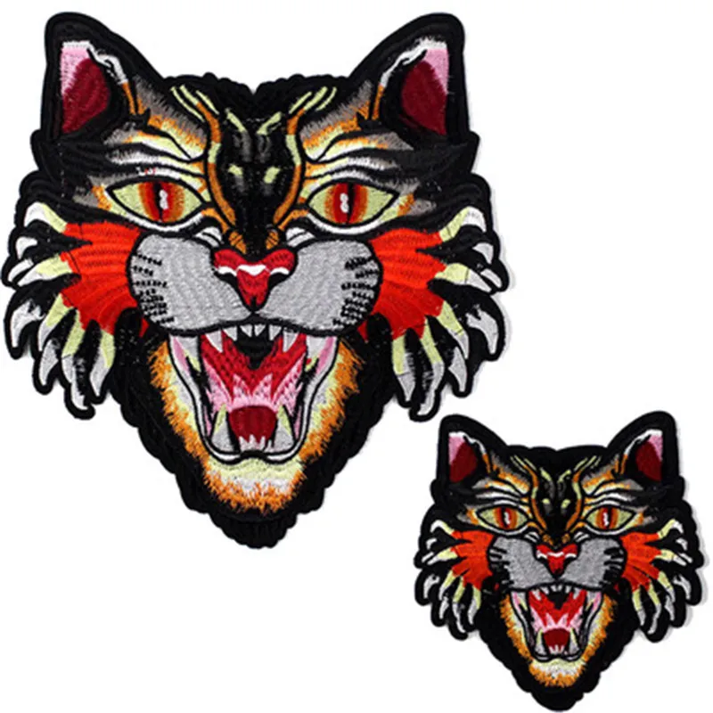 

Cat Large Tiger Embroidered Patch Iron on Sew on Motif Applique Clothes Cartoon Patches Garment Appliques DIY Accessory
