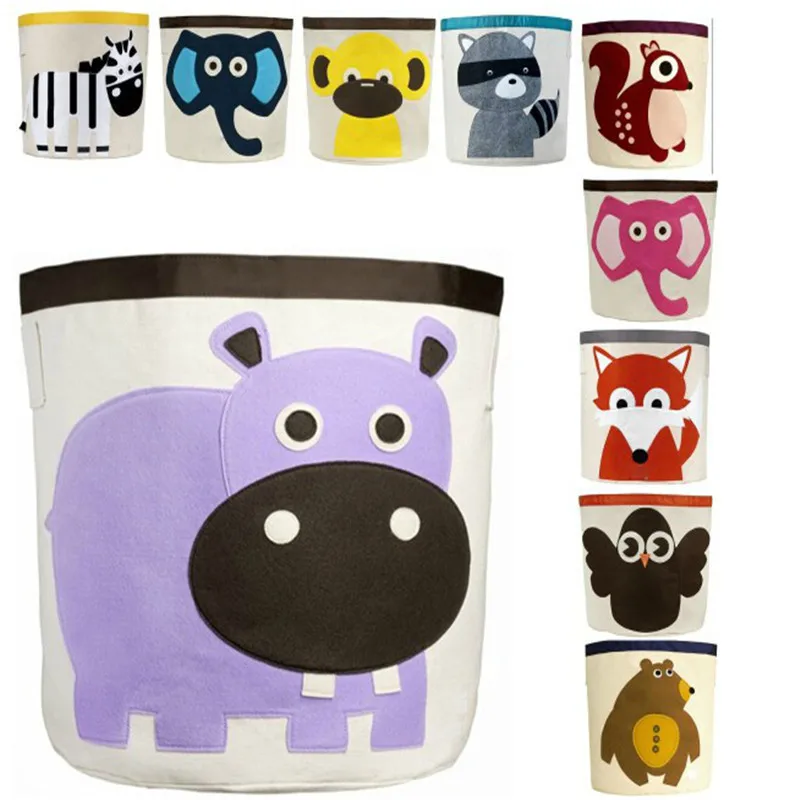 

2018 New 45*43cm animal cartoon Dirty Clothes Baskets Cotton Linen Foldable Laundry Baskets For Toys under ware Storage Baskets