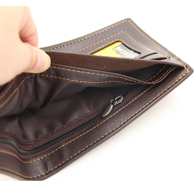 Top 2018 Vintage Men Leather Brand Luxury Wallet Short Slim Male Purses Money Clip Credit Card Dollar Price fashion 112