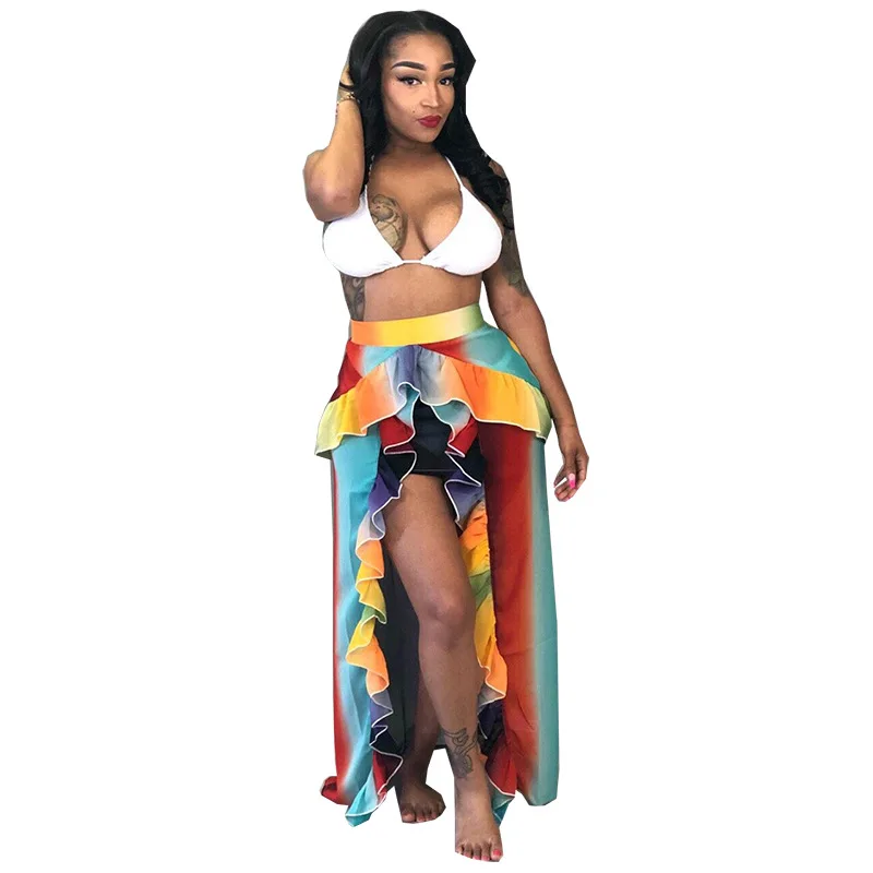 2018 New Arrival None Sleeveless Bohemian None Halter Regular Elastic Waist Floor-length Short Print Women's Sets Women's Sets