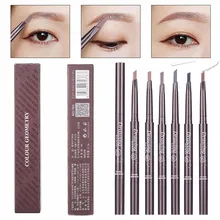 Дизайн Геометрическая двойная головка Водонепроницаемая подводка для глаз и бровей Карандаш для бровей с кисточкой Макияж инструмент, прямые поставки