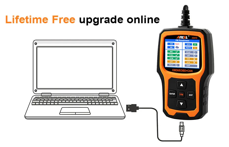 Ancel AD410 OBD2 сканер автомобильный диагностический инструмент ODB2 считыватель кодов стирание кодов ошибок несколько языков двигатель OBD 2 сканер