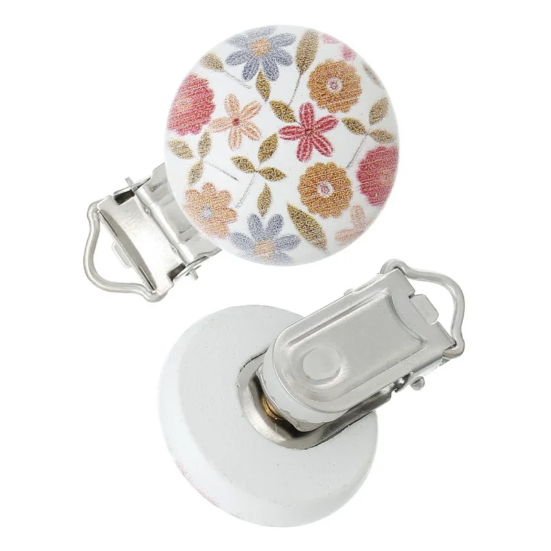 

LF 5Pcs 29x44mm Multicolor Wooden Metal Baby Pacifier Clip Solid Color Cute Infant Soother Clasps Holders Accessories Diy Tool