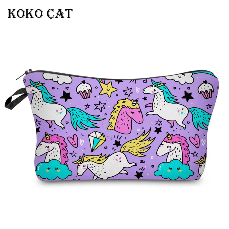 

Multicolour Unicorn Printing Makeup Bags Women Cosmetics Pouchs for Travel Ladies Toiletry Bag Bolsos Mujer Purse Organizer