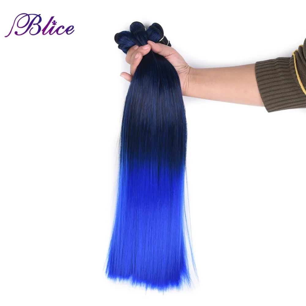 Blice синтетические волосы для плетения 18 дюймов Mix # 1B/Blue Yaki прямые двойные длинные