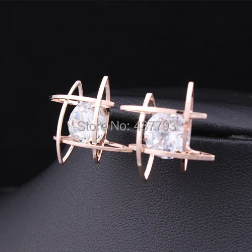 

SWOUR New Jewelry Gold Color Cross Cubic Zircon CZ Stud Earrings E090