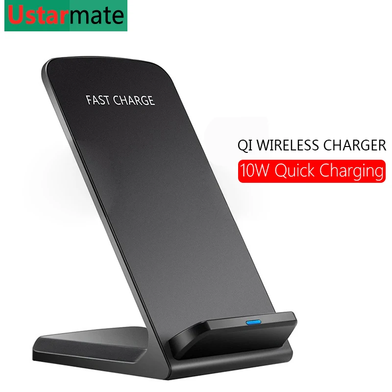 

Qi Wireless Charger for iPhone X Xs Max XR 8 Plus Samsung S8 S9 Wireless Fast Charging Pad Stand Dock 9V/1.67A 10W Quick Charge