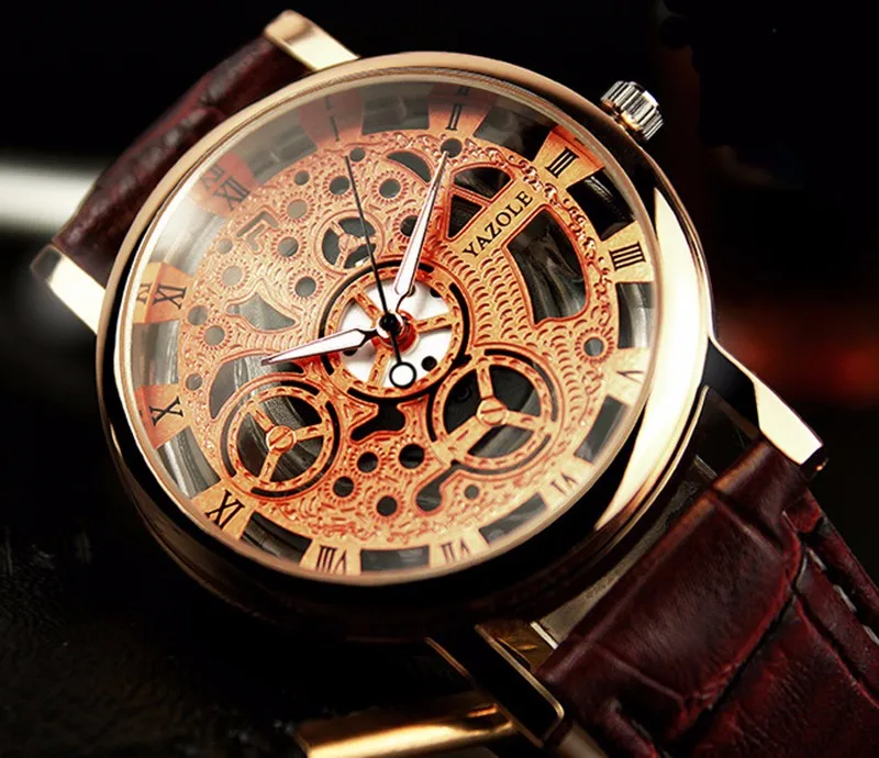 Yazole скелетоны марки роскошных знаменитый золотой мужчины мужчин сверху кварцевые часы на запястье часы для мужчин кварцевые часы часы мужские часы мужские наручные