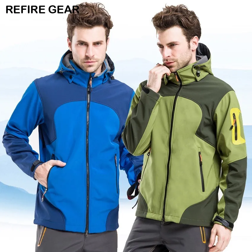 Refire Gear Winter Outdoor Sports Jacket Men Water Repellent Thermal Jackets Camping Hiking Inside Fleece Brand Male Clothing