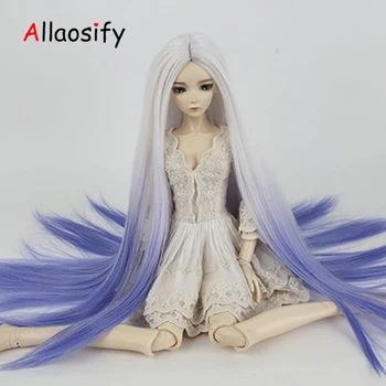 

Allaosify bjd hair Long ombre 1/3 1/4 long straight BJD Wigs High Temperature Fiber hair for dolls free shipping
