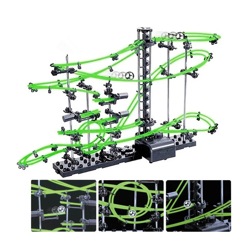 

DIY Rollercoaster Educational Toys Spacerail Level 2 Glow In The Dark Marble Roller Coaster with Steel Balls 10000mm 231-2G