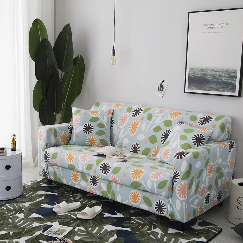 Геометрический современный диван-кровать Эластичный полиэстер стрейч с цветочным принтом полотенце 1/2/3/4 местный чехол для гостиная мебель защитная крышка