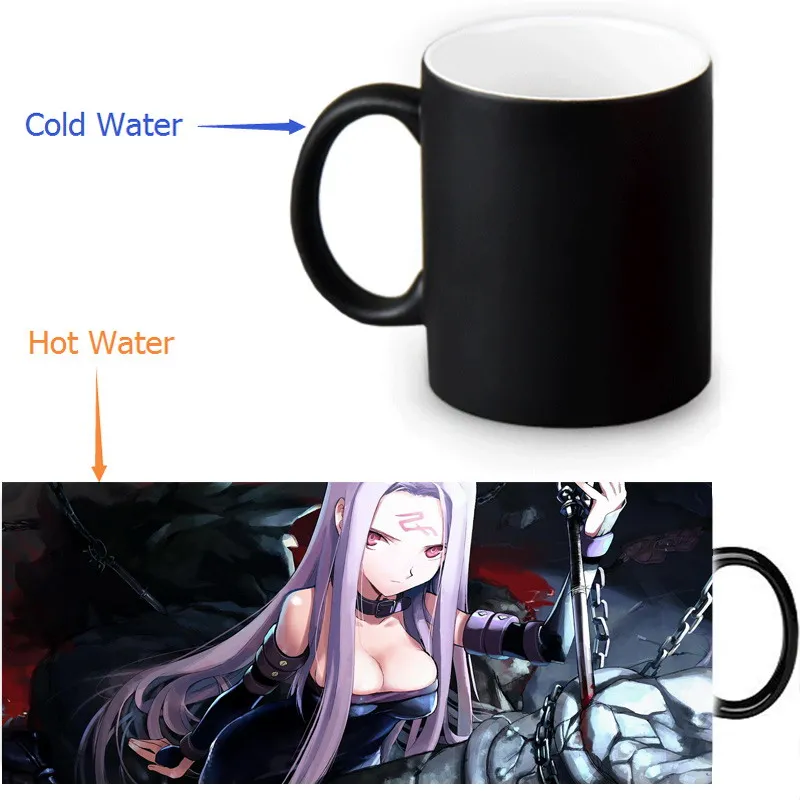 

Custom Coffee Morphing Mugs Fate Stay night Heat Sensitive Tea Milk Cup Black Color Changing Magic Ceramic Mug 350ml/12oz