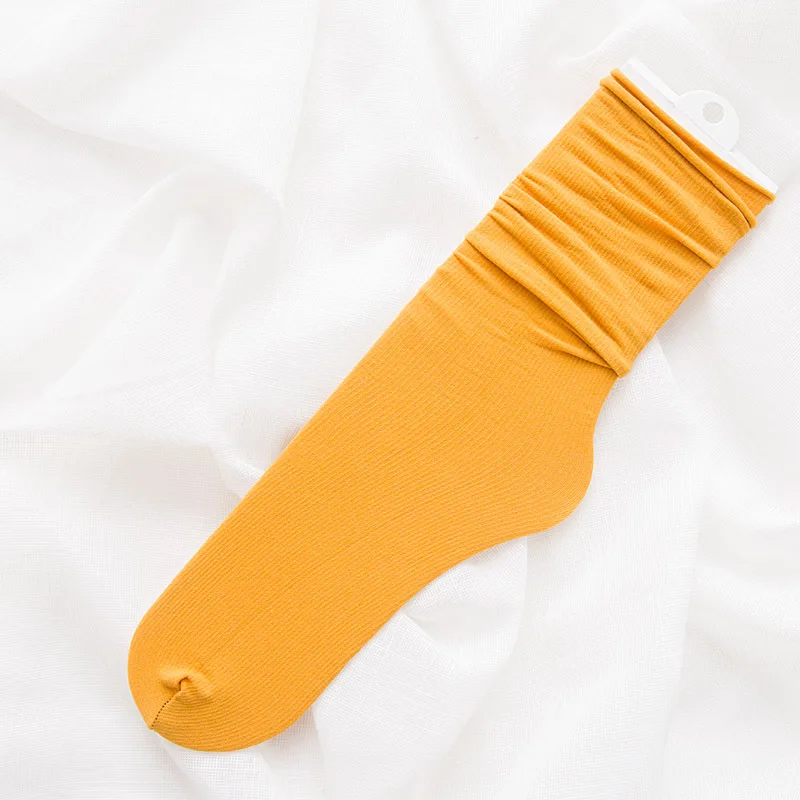 1 пара женских носков летние новые длинные носки нейлоновые яркие цвета женские модные мягкие тонкие носки для женщин - Цвет: Цвет: желтый