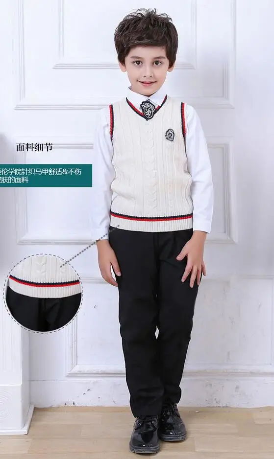 Детская школьная форма в японском Корейском стиле для девочек и мальчиков; топы в морском стиле; юбка; шорты; детская клетчатая одежда с длинными рукавами - Цвет: Beige set