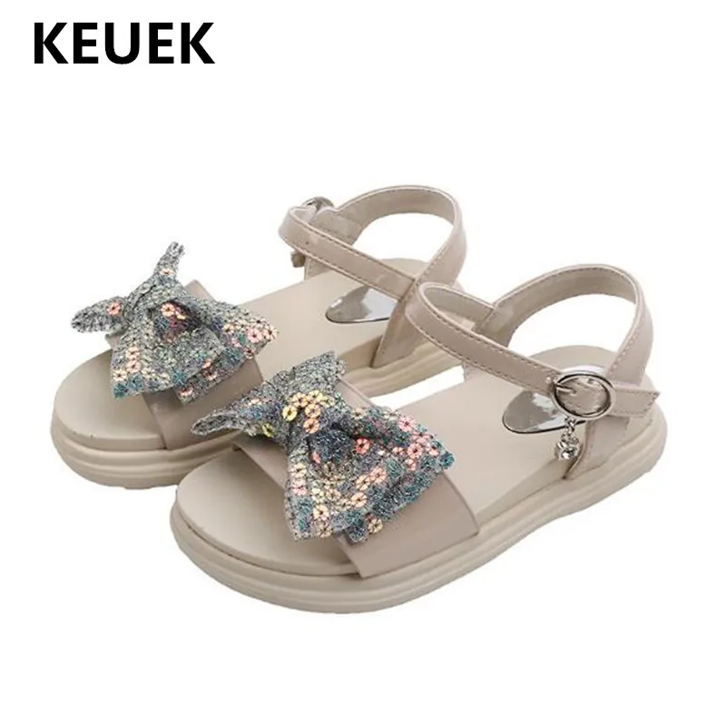 

New Children Shoes Summer Glitter Bow Girls Sandals Kids Student Shoes Princess Patent Leather Baby Toddler Beach Sandals 018