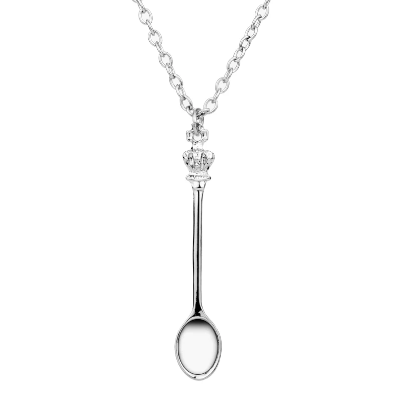

dongsheng 1PCS Crown Mini Tea Spoon Pendant Necklac Silver Long Chain Charm Jewelry For Women Sweater Jewelrys-30