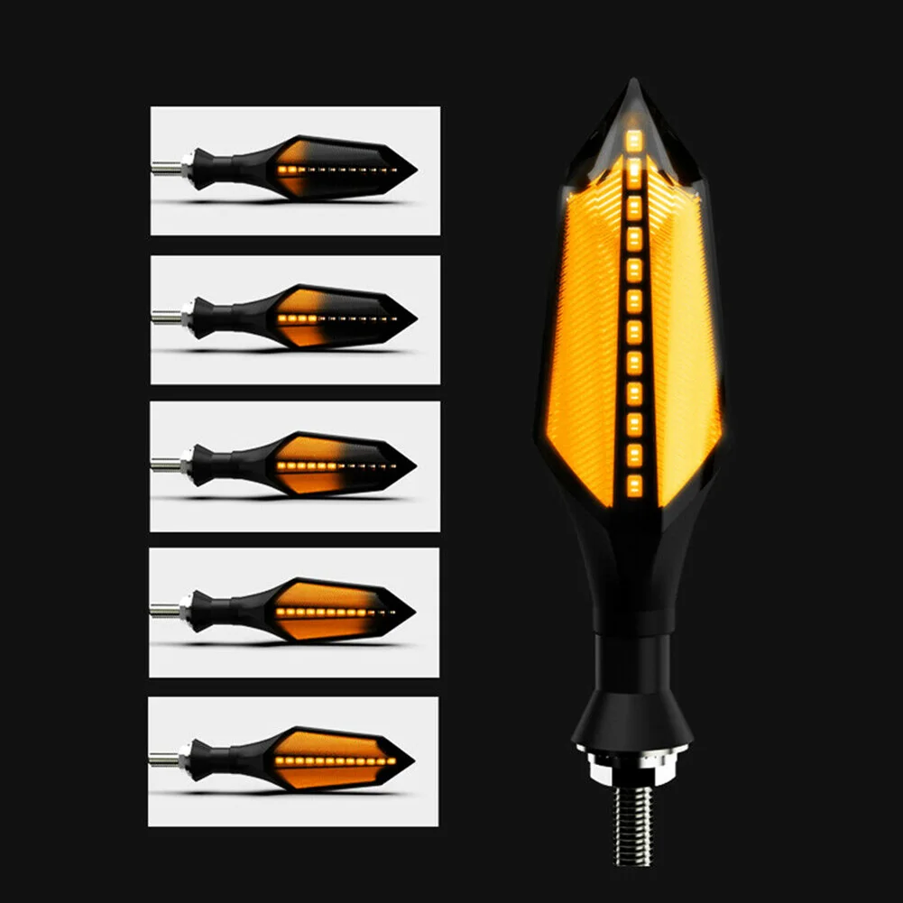 2 шт. мотоцикл светодиодный сигнал поворота лампа тормозной ламповый индикатор проблесковый мигающий последовательный Янтарный струящийся Световой индикатор