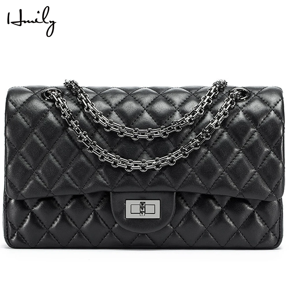 Женская сумка мессенджер HMILY из натуральной кожи с цепочкой|chain crossbody bag|ladies shoulder
