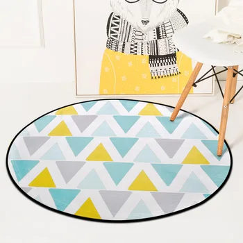 

Colorful Geometric Printed Carpet Rugs Nordic Style Living Room Chair Computer Floor Mats Non-Slip Home Decor Round Bedroom Mat