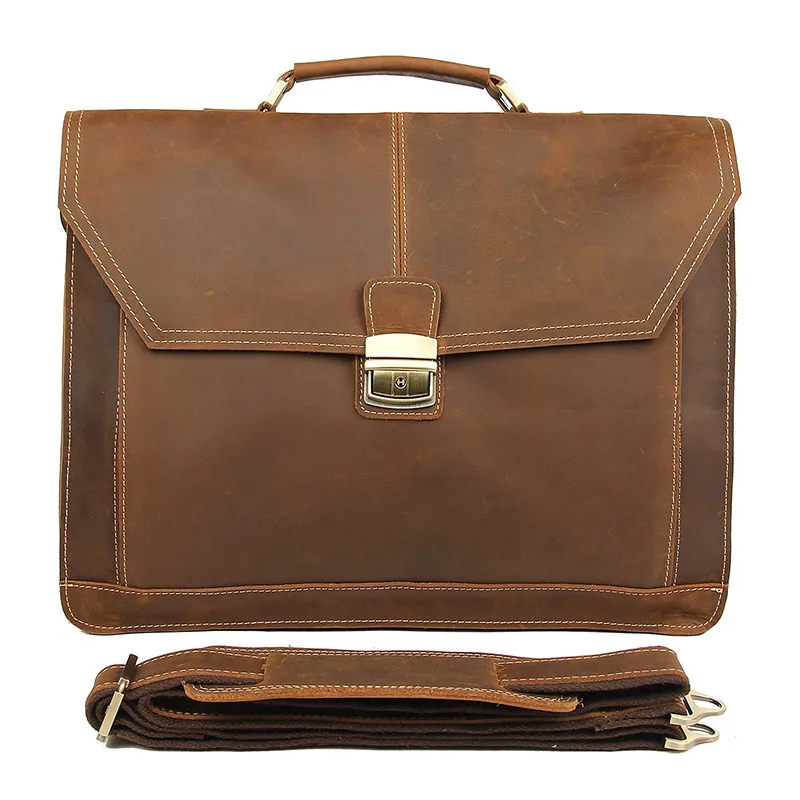 

J.M.D Men's Fashion Classic Genuine Leather Men's Business Multi-Compartment Design Briefcase Handbag Messenger Bag 7083B