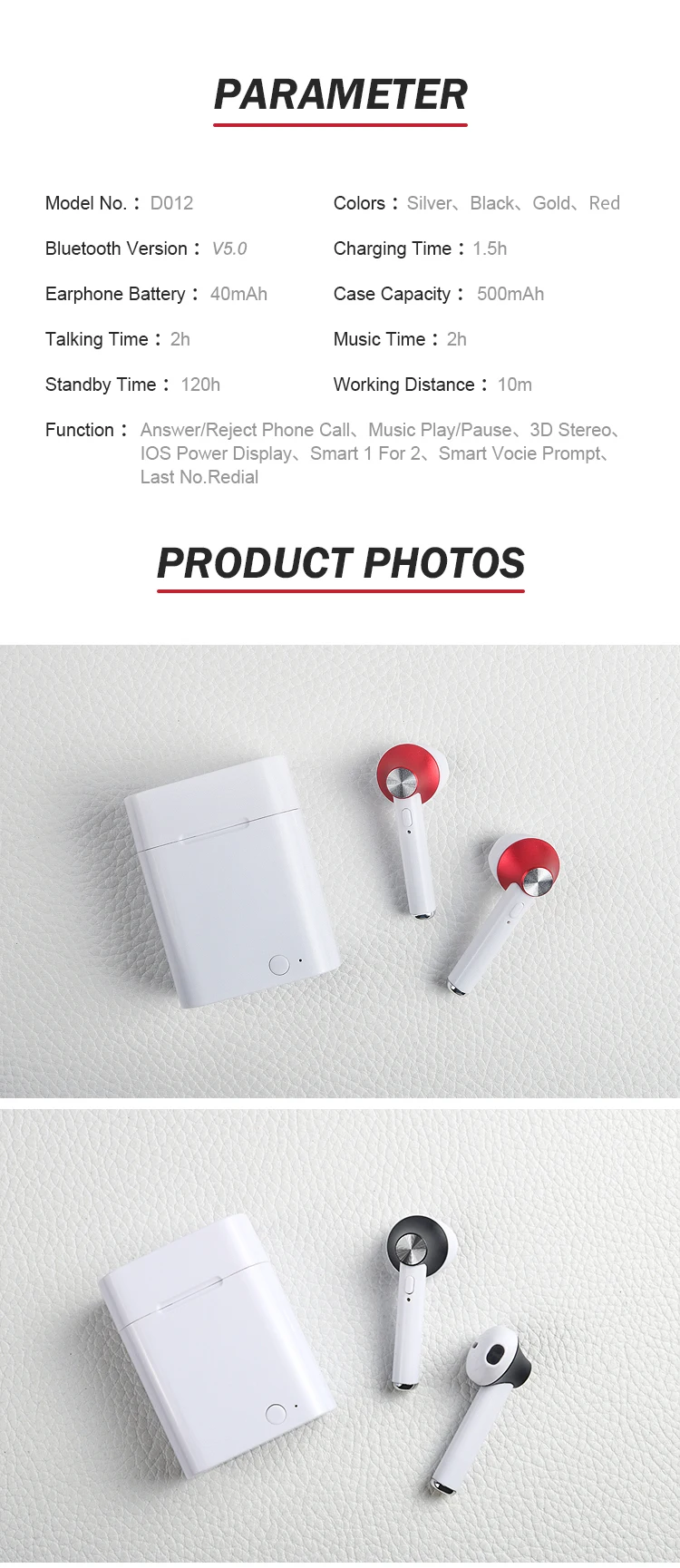 XLSTO Wireless Headphone Bluetooth 5.0 Binaural Calls Sport 3D Stereo Sound Earphones with Charging Box for xiaomi iPhone PK I10 (12)