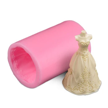 

Artistic Wedding Dress Silicone Fondant Molds DIY Chocolate Baking Mould Wedding Cake Decoration 8.8*5.8*5.8cm H550