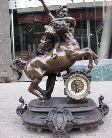 

shitou 001272 GREEK MYTHOLOGY CENTAURS BY BARYE CLOCK BRONZE STATUE discount 30% (C0324)