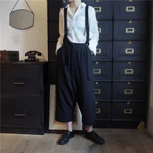 27-44Customized большой код мужской стилист волос Модный высококачественный повседневный хлопок и пеньковые ремни девять минут брюки нагрудник брюки