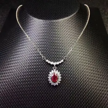 

Fidelity natural 4*6mm ruby pendant Necklaces s925 sterling silver classic fine jewelry for women wedding natural red gemstone
