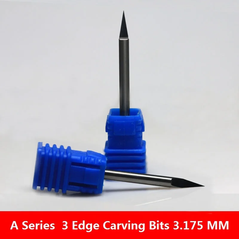 

1pc 3.175mm SHK A Series 3 faces Engraving Bits 3 Edges CNC Router Tool Carbide CNC knife for hard wood printed circuit board
