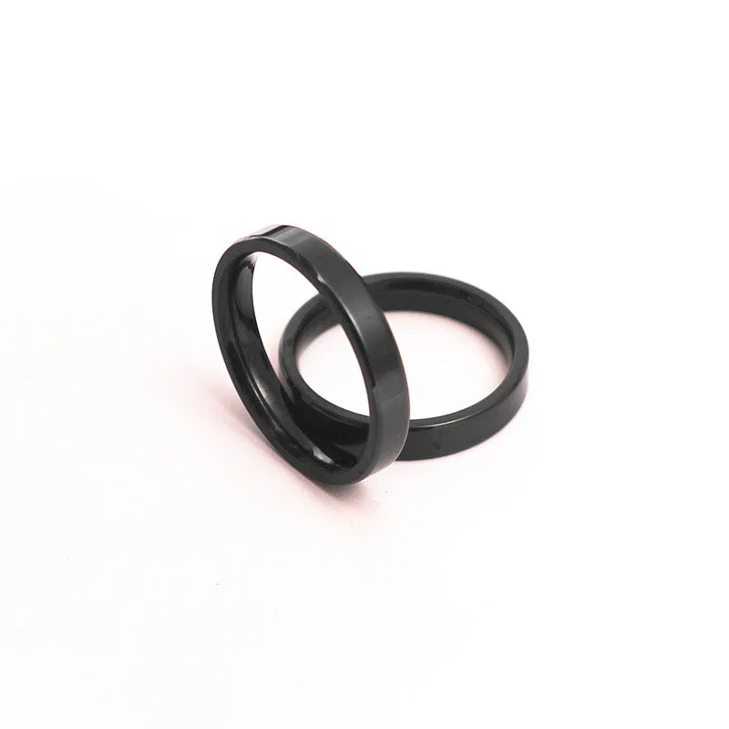 Le.Baiser 3mm Black Titanium Stainless Steel Ring Engagement Wedding Charm Rings Men Women Couples Tail Ring