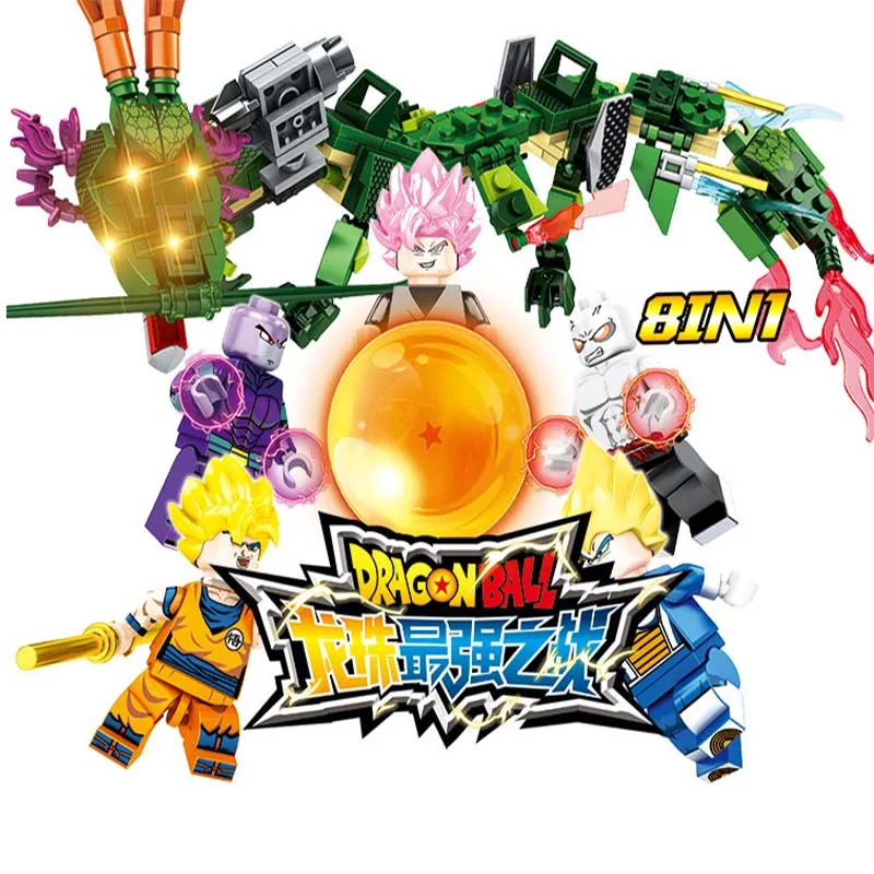 

8pcs/lot Dragon Ball Z GT Mini Saiyan Vegeta Gohan Broli Fit Small man Summon Dragon Building Blocks Brick kid gift toy
