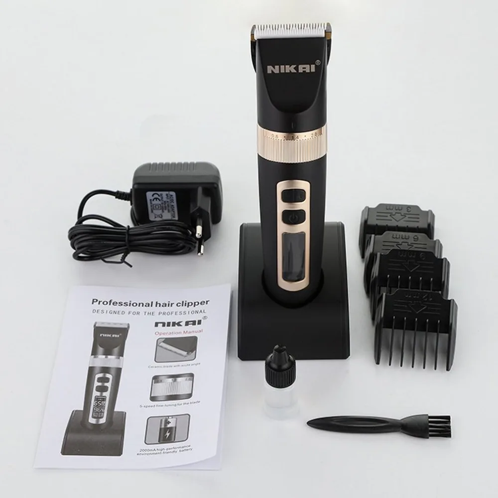 NK-8815 электрическая машинка для стрижки волос, перезаряжаемый ЖК-дисплей, регулируемая скорость, триммер для стрижки волос, универсальный