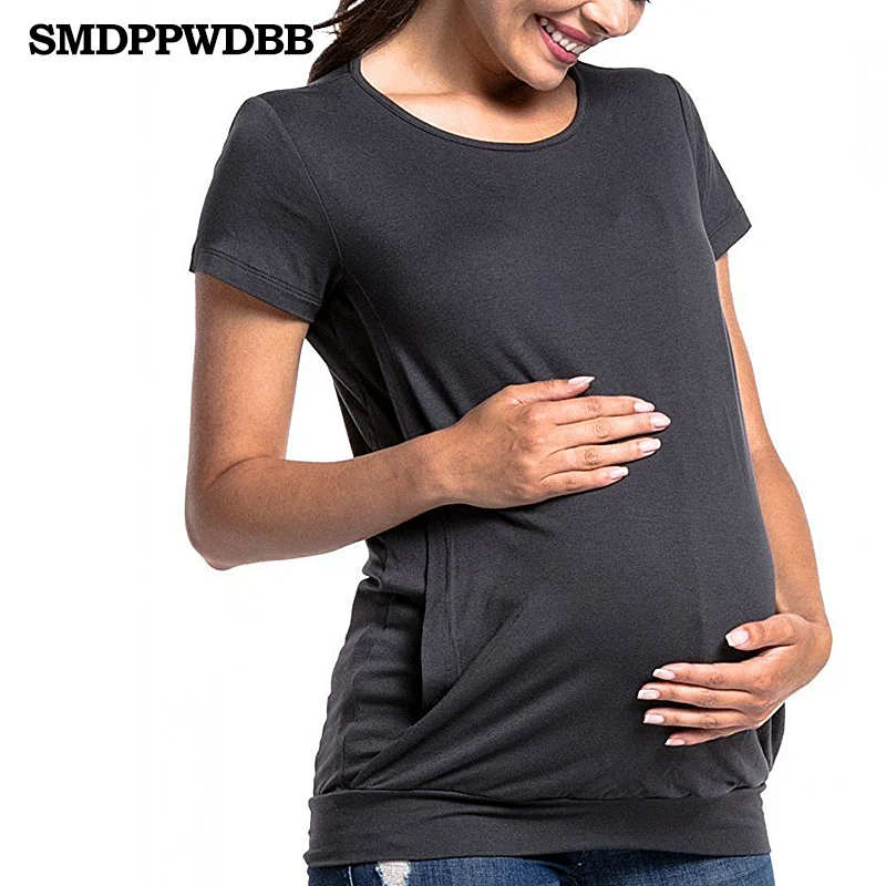 Summer Breast Feeding Tops Tees Maternity Nursing Clothes Pregnant Women Breastfeeding T-shirt Maxi Premama Wear Clothing