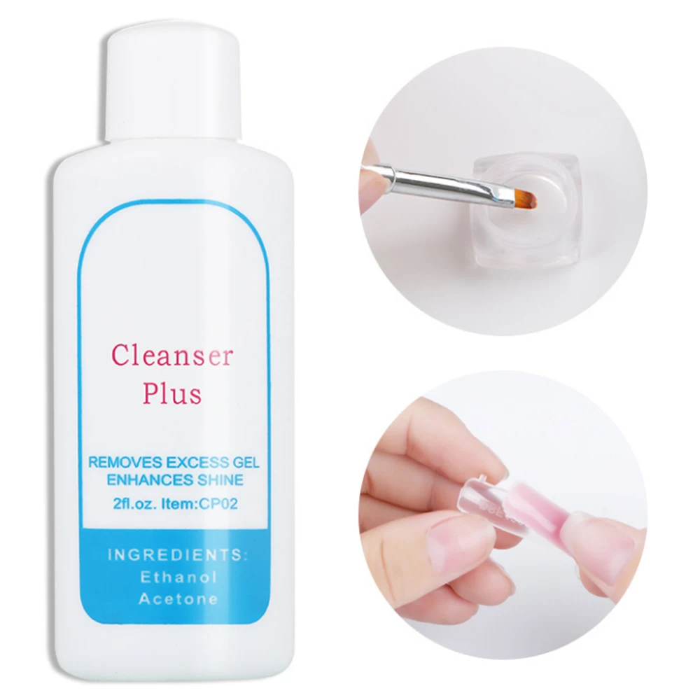 1pcs 60ml Nail UV Gel Cleanser Acrylic Nail Art Builder GEL Polish Cleanser Sticky Remover Brightening Nail Polish Liquid Cleaning Tools