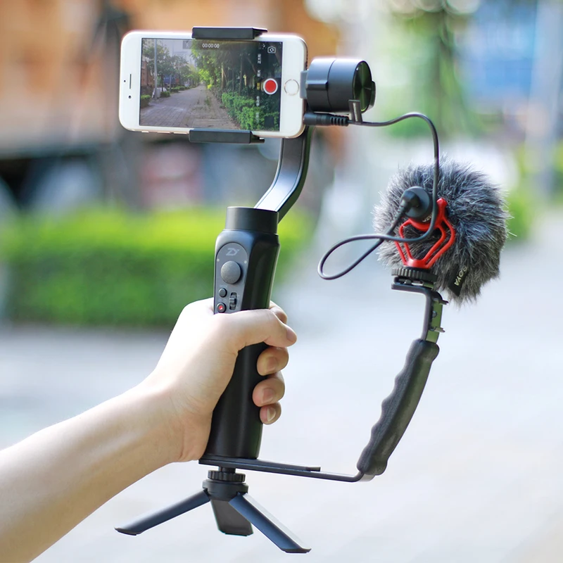  Smooth Q 4 Mic Stand L Bracket Camera Handle Grip for Zhiyun Smooth 4 DJI Osmo LED Light Rode Video