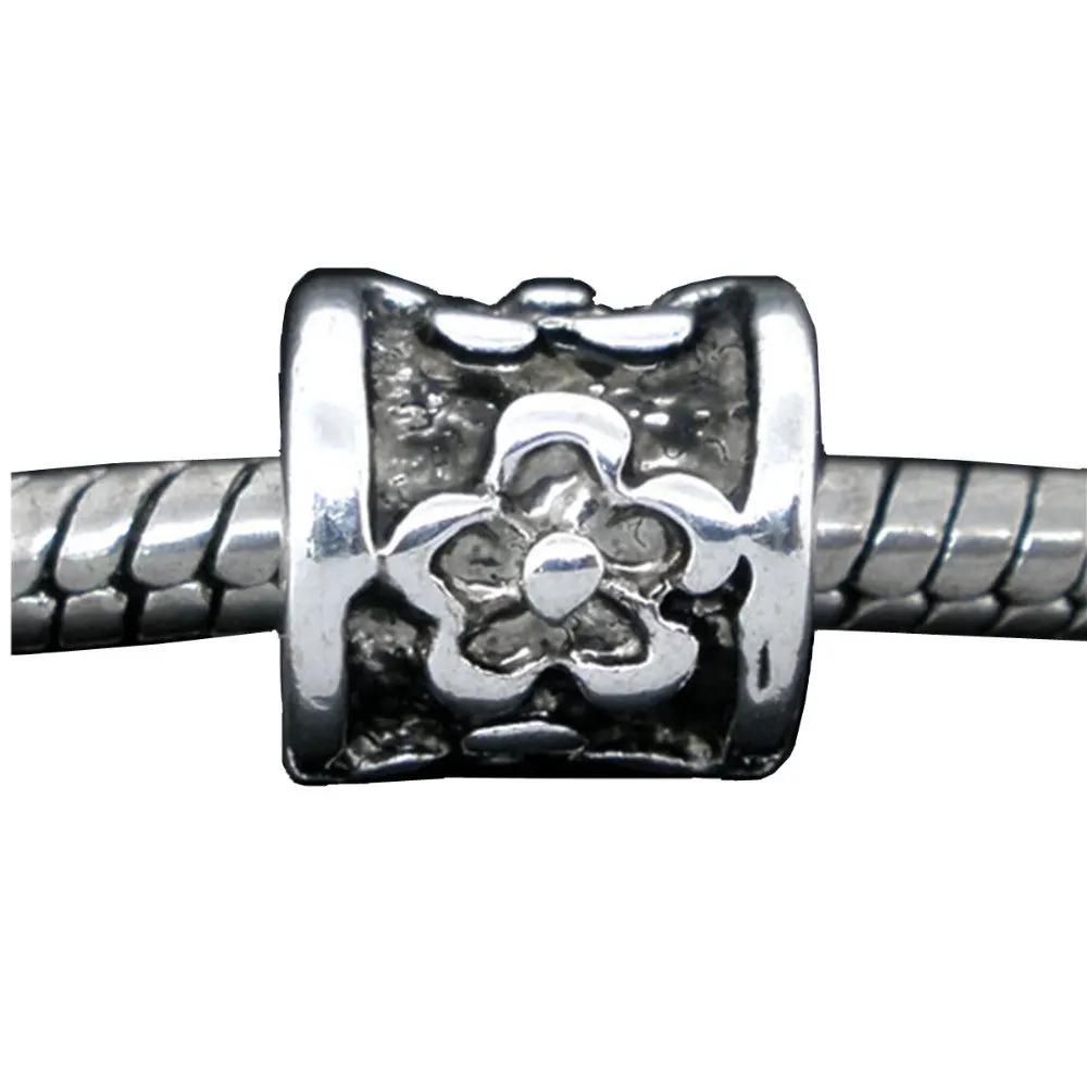 

DoreenBeads antique silver Flower Charm Spacer Metal Beads Fit DIY European Charm Bracelets Necklaces 8x8mm, 20 Pcs
