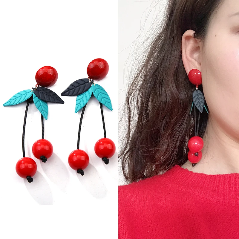 

Fashion Cartoon Cherry Drop Earrings for Women Cute Love Girl Earring Fruit Earings Romantic Girlfriend Ear Jewelry Accessories
