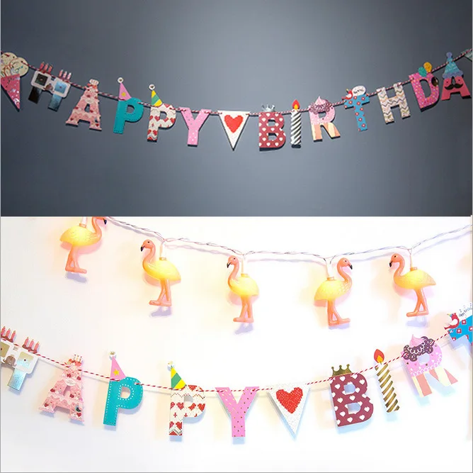 С Днем Рождения Happy Party DIY письмо искусств и ремесел декоративные Бумага флаги с Нитки для праздника и дня рождения