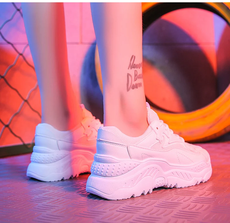 Women Shoes Fashion Vulcanize Shoes With 5cm Chunky Sneakers Women Casual Platform Dad Shoes Female White Basket Femme Krassovki