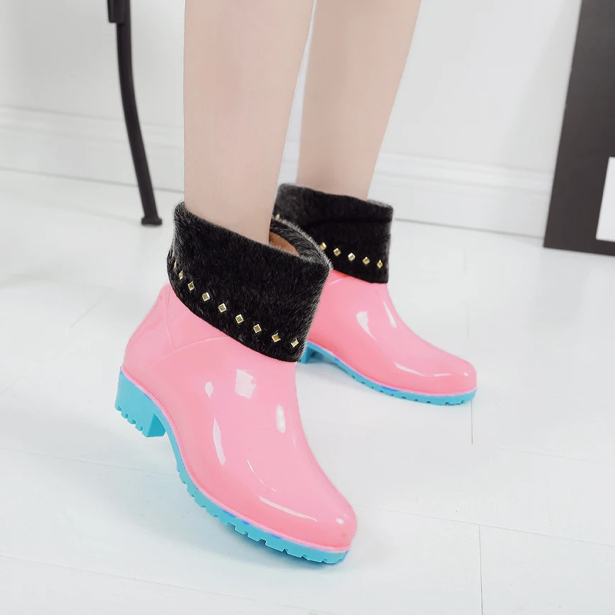 

2016 spring and summer rain and warm water of female cashmere lady shoes fashion boots boots cylinder antiskid shoes