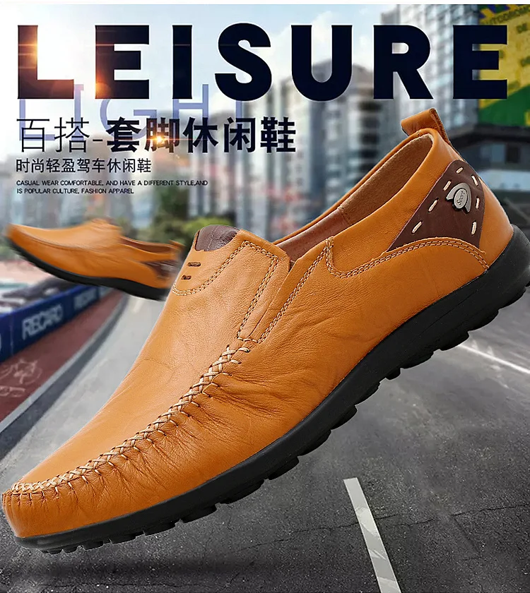 Leather shoes men lazy doug soft bottom leisure men's shoes slip-on shoes men loafers men fashion shoes