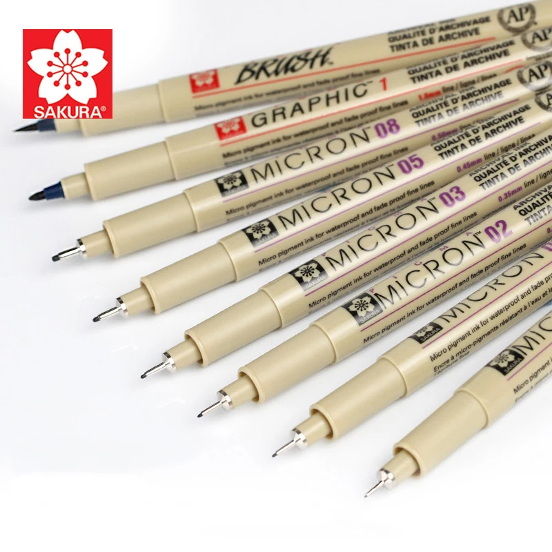 1 шт. Sakura Pigma Micron ручка Водонепроницаемая Neelde мягкая кисть для рисования Лот 005 01 02