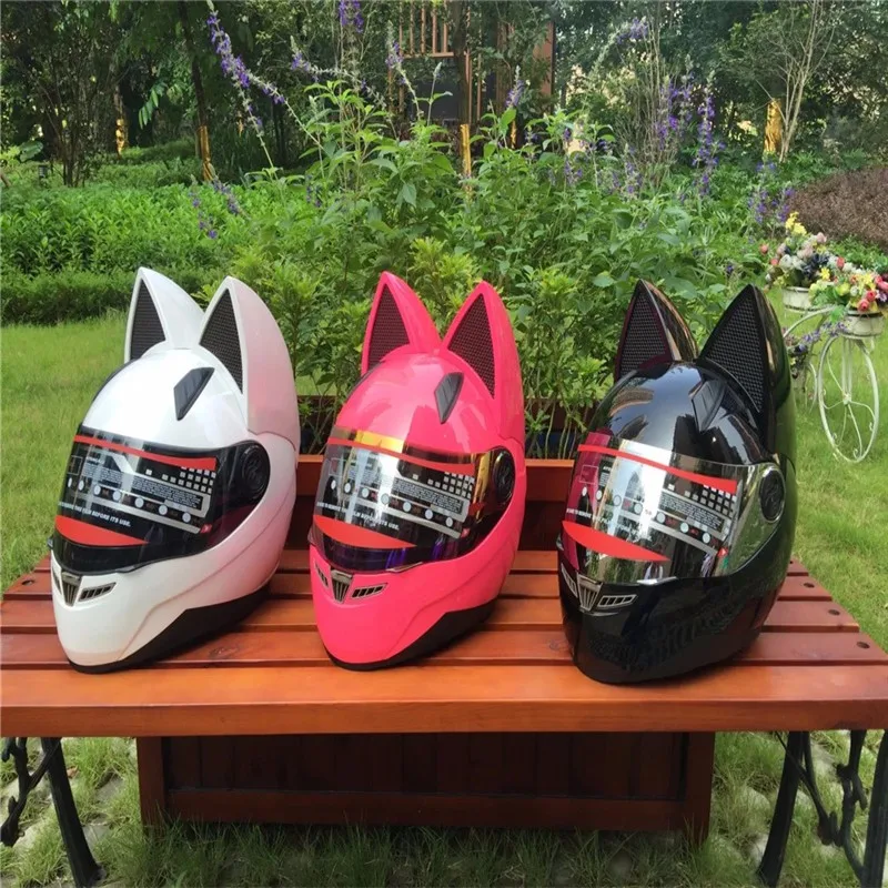 Скидка на мотоцикл в летние сезоны для мужчин и женщин анти-туман шлем вездеходная машина рога Мода кошачьи уши шлем