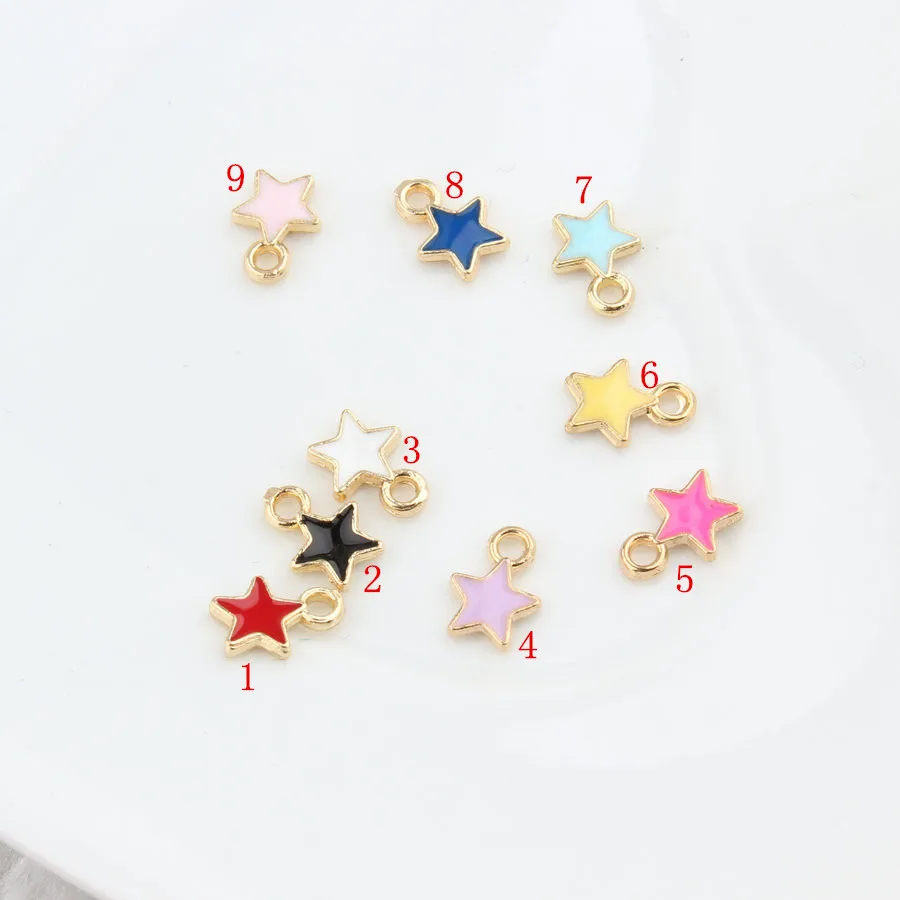 20Pcs/lot 9 Colors Enamel Charms Stars Pendant For Necklace Bracelet